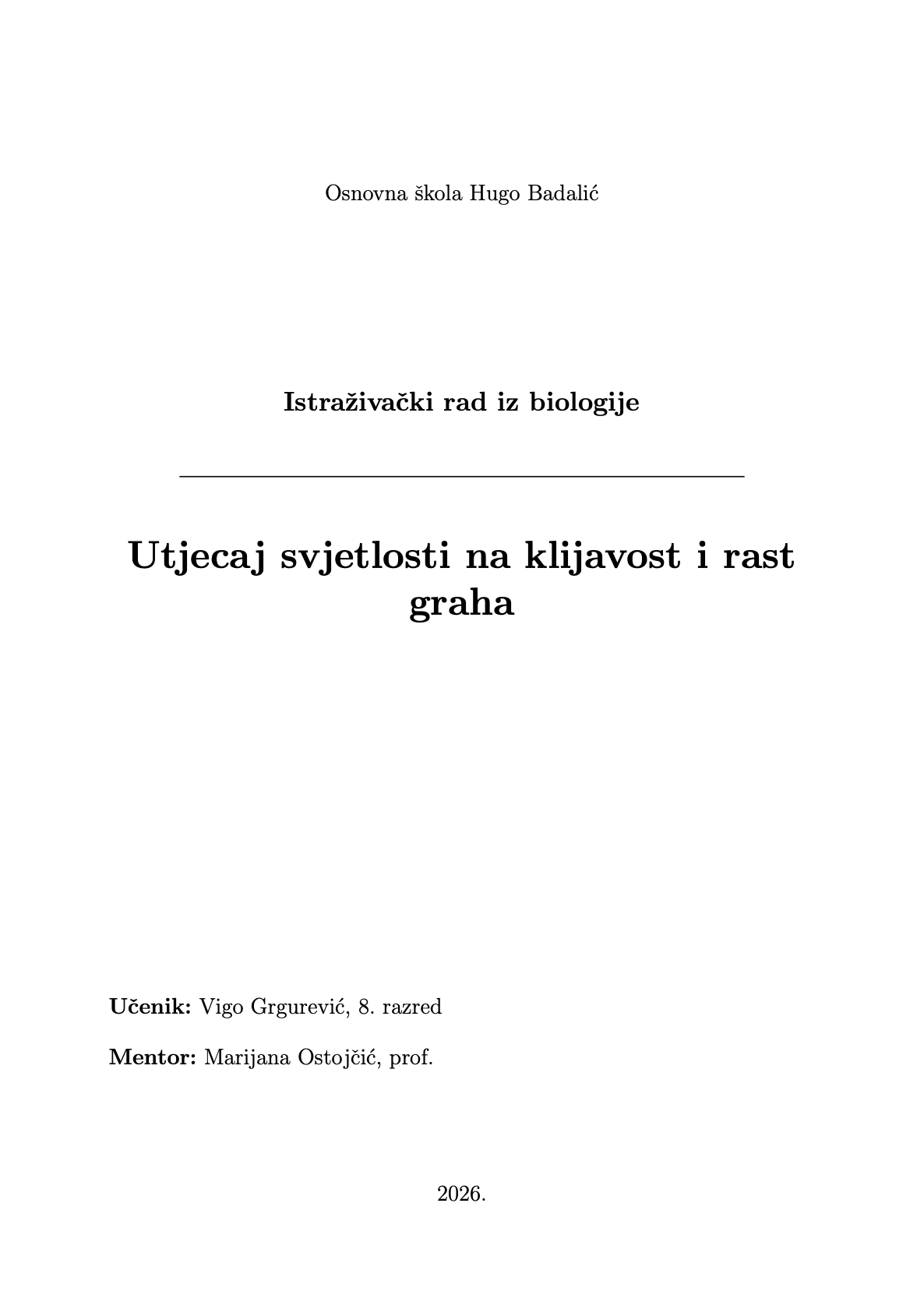 Utjecaj svjetlosti na klijavost i rast graha